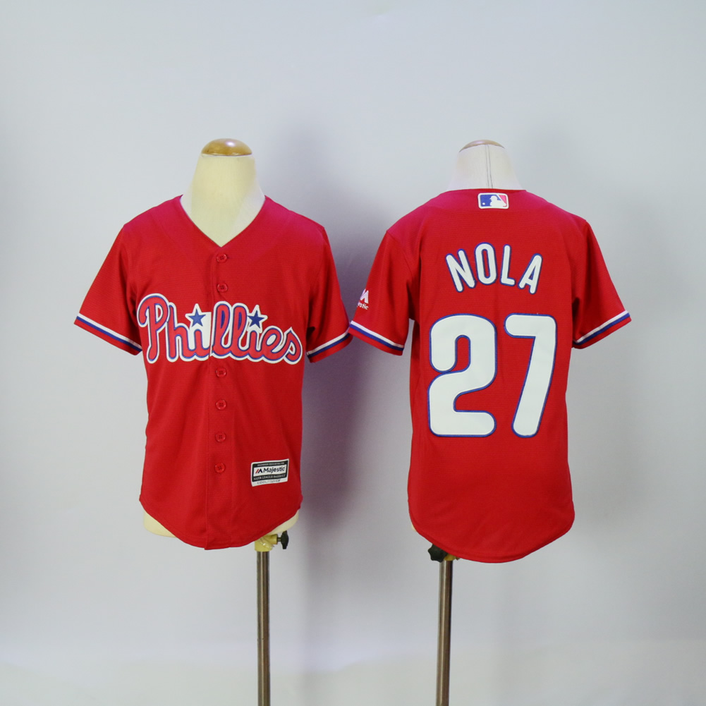 Youth Philadelphia Phillies #27 Nola Red MLB Jerseys->youth mlb jersey->Youth Jersey